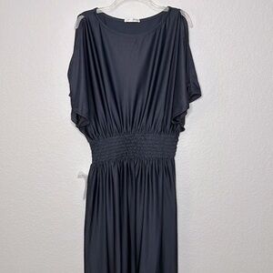 Navy Cold Shoulder Dolman Sleeves Maxi Dress 2XL